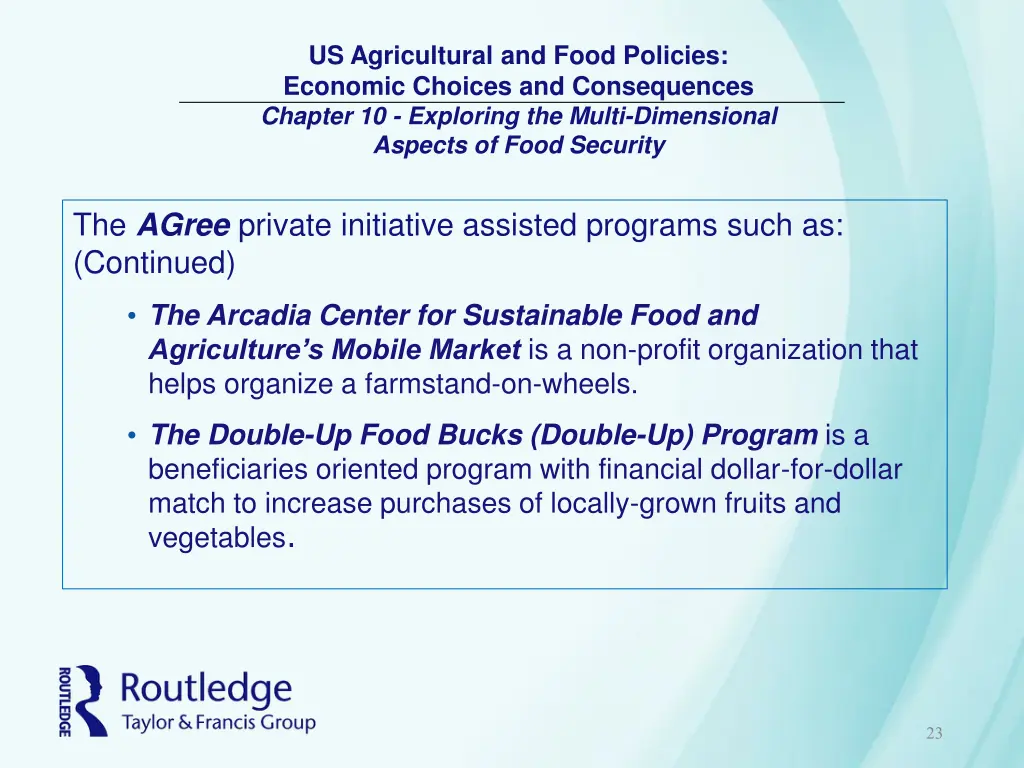 us agricultural and food policies economic 22
