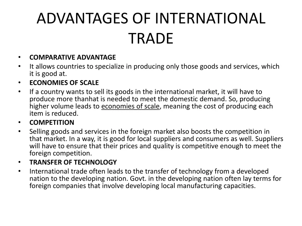advantages of international trade