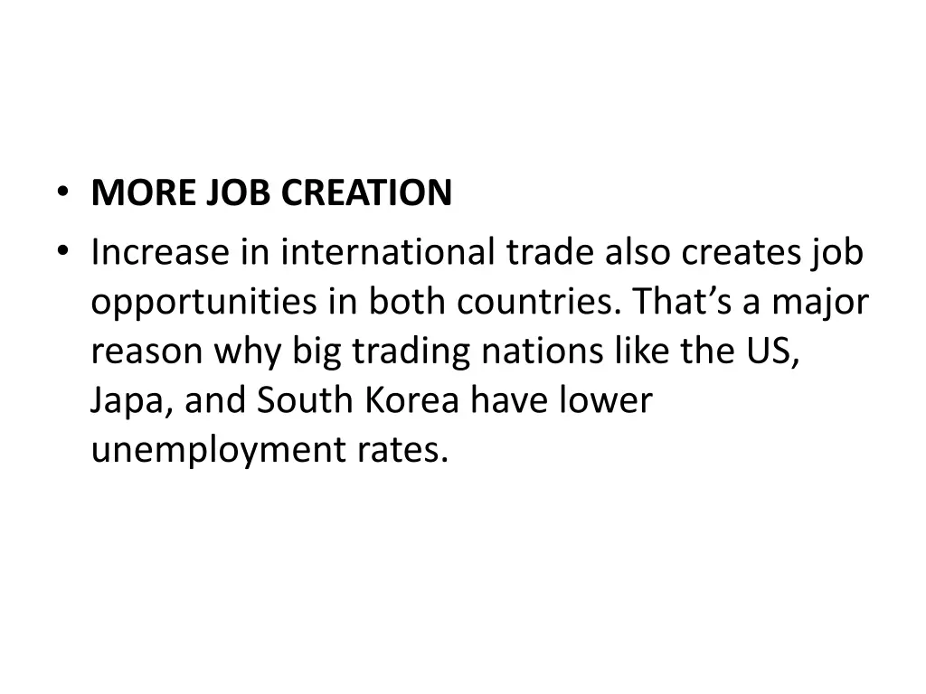 more job creation increase in international trade