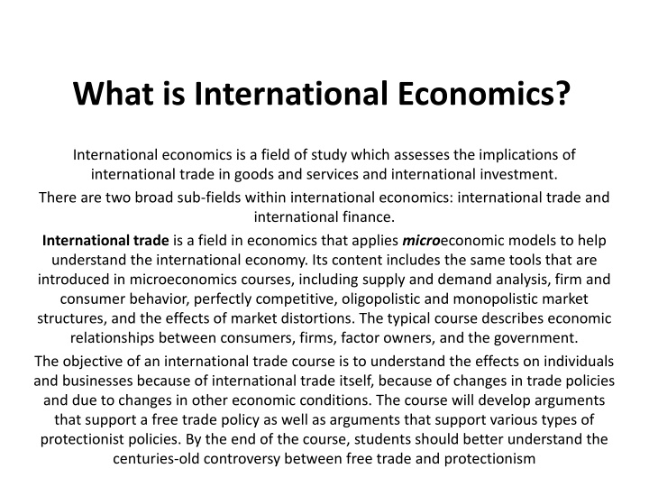 what is international economics