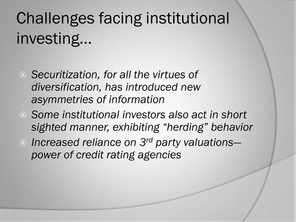 challenges facing institutional investing