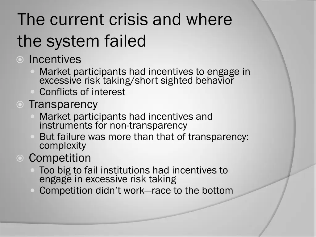 the current crisis and where the system failed