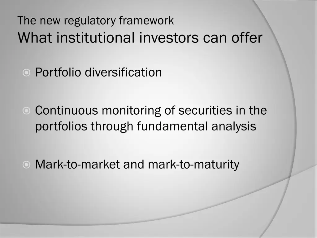 the new regulatory framework what institutional 1