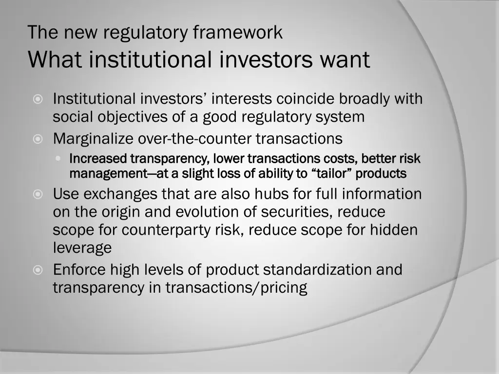 the new regulatory framework what institutional