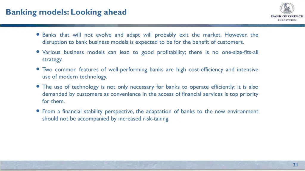 banking models looking ahead