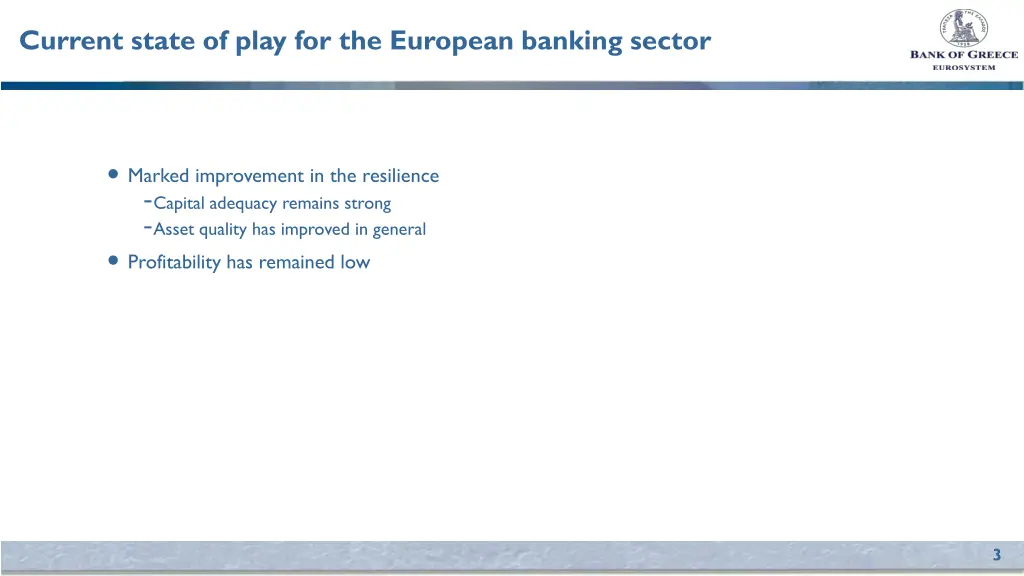 current state of play for the european banking