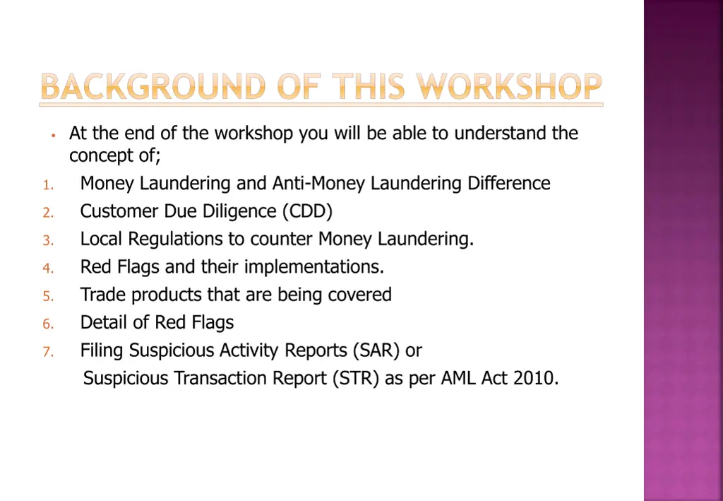 background of this workshop