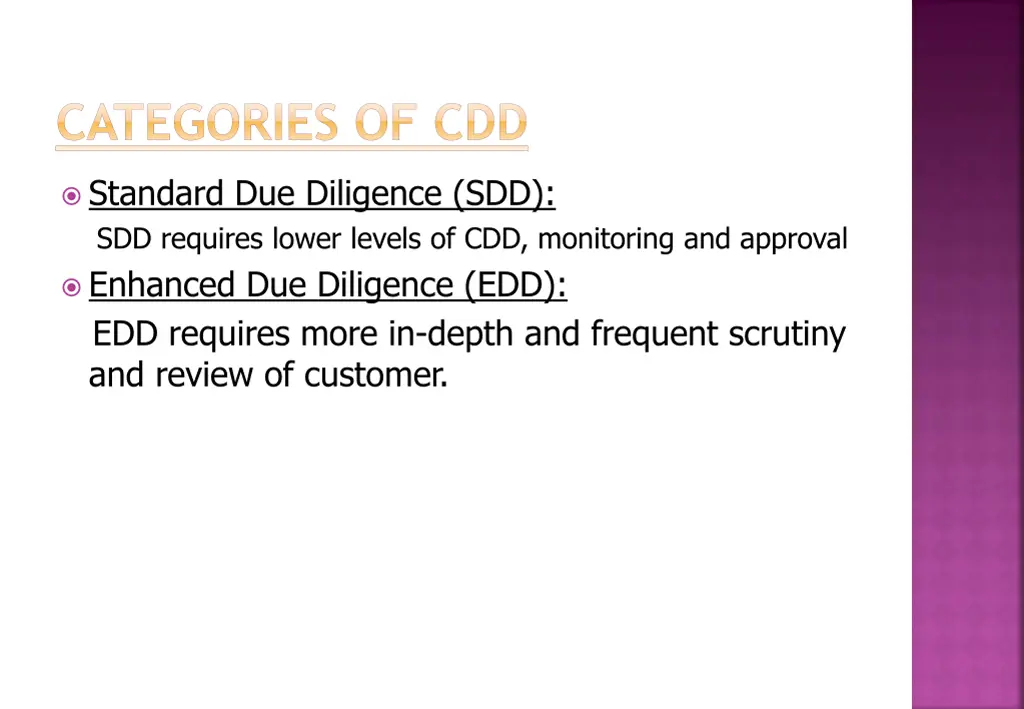 categories of cdd