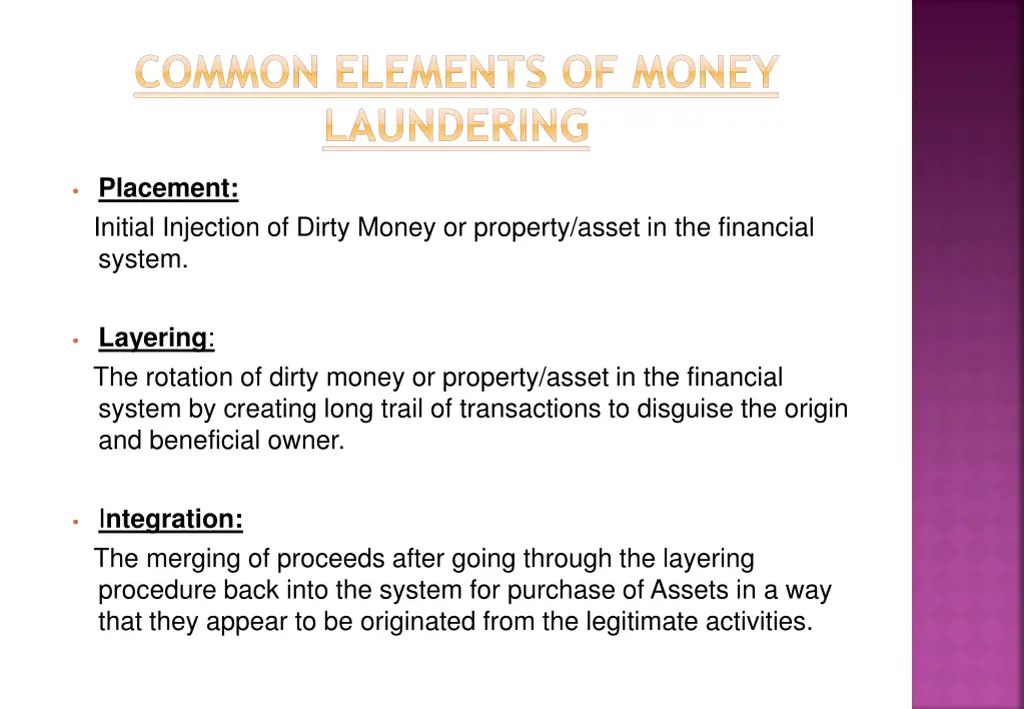 common elements of money laundering