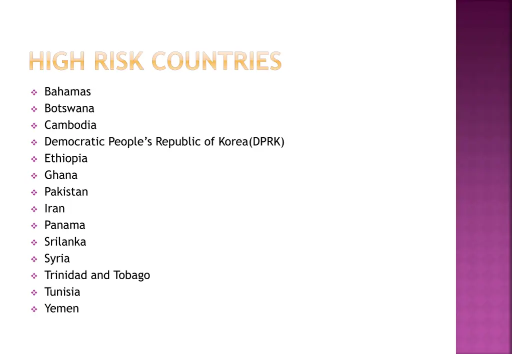high risk countries 1