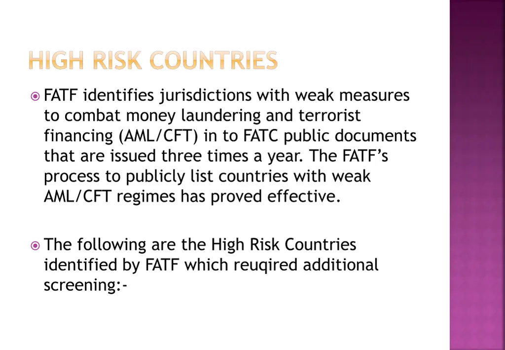 high risk countries