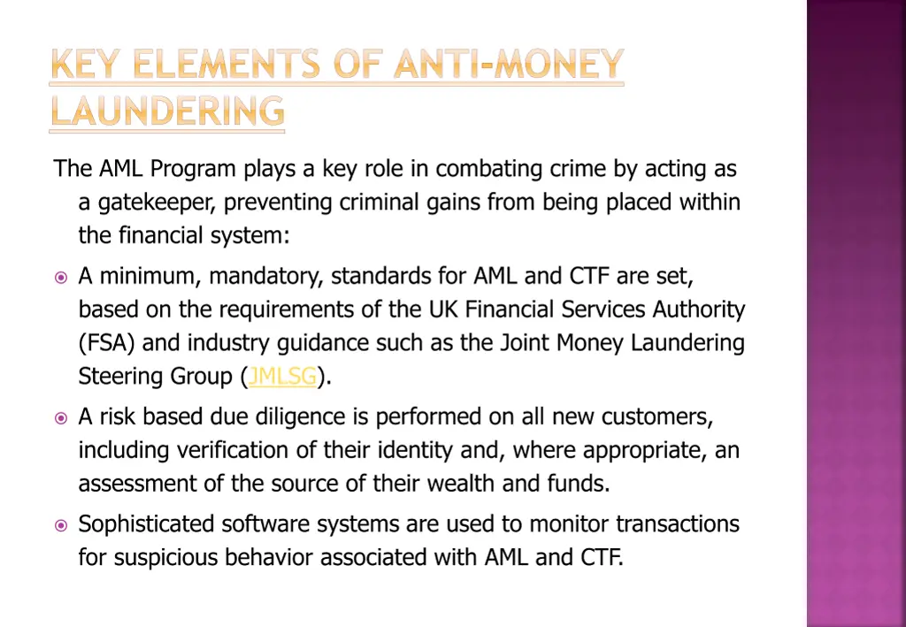 key elements of anti money laundering