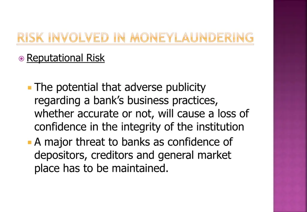 risk involved in moneylaundering