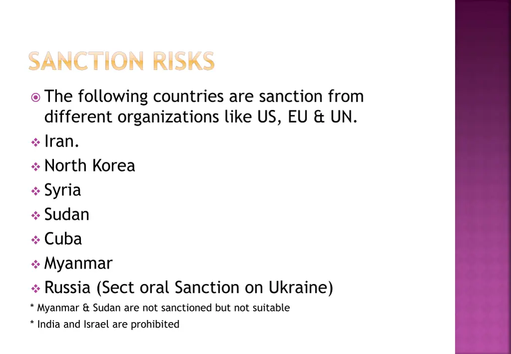 sanction risks