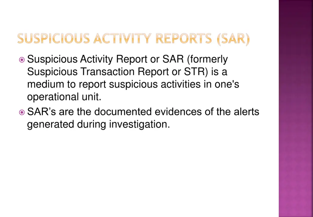 suspicious activity reports sar