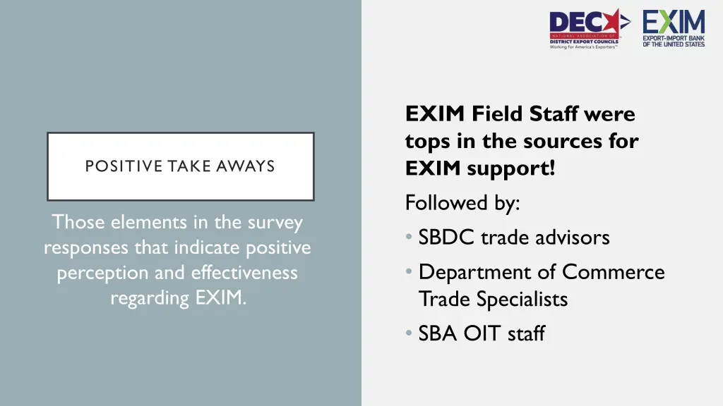 exim field staff were tops in the sources