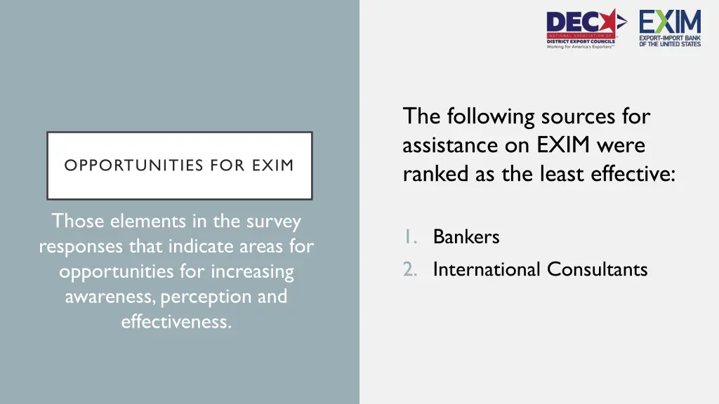 the following sources for assistance on exim were