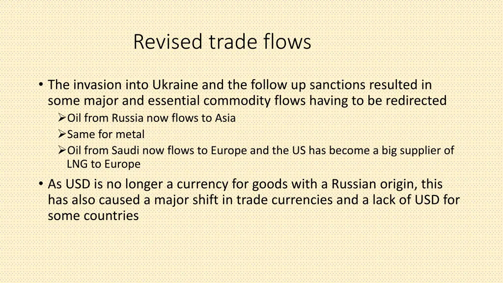 revised trade flows