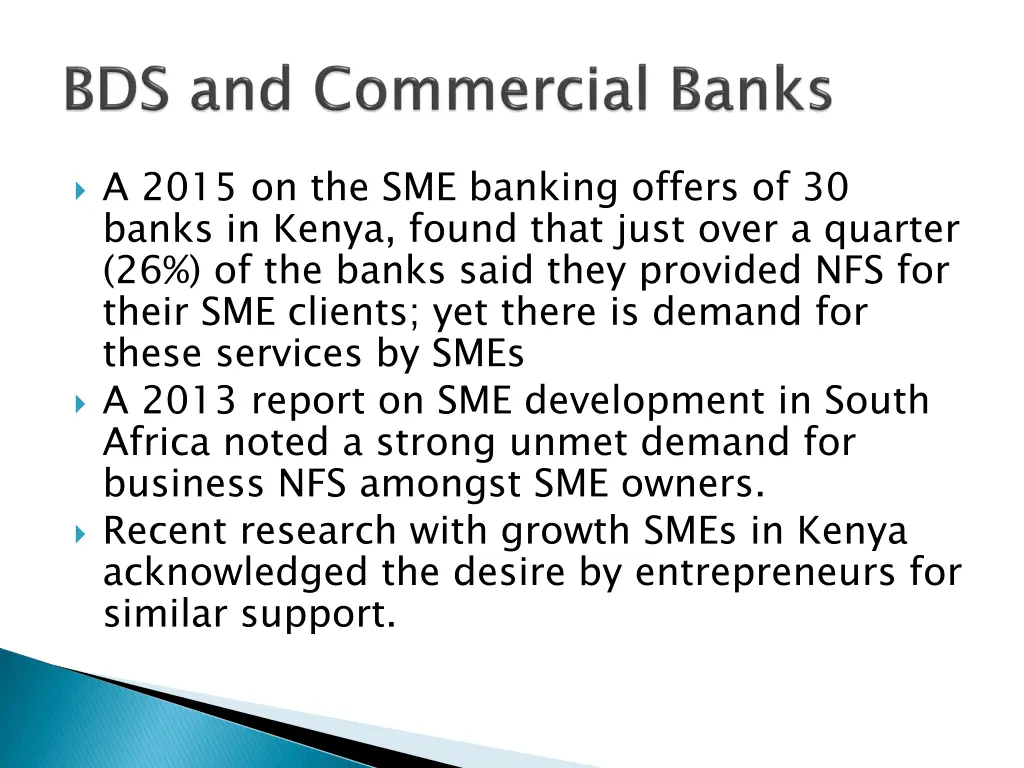 a 2015 on the sme banking offers of 30 banks