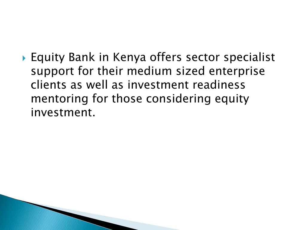 equity bank in kenya offers sector specialist