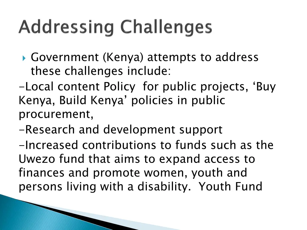 government kenya attempts to address these