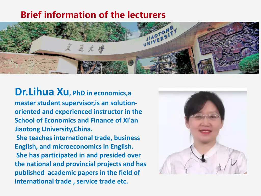 brief information of the lecturers