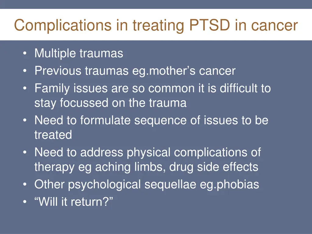complications in treating ptsd in cancer