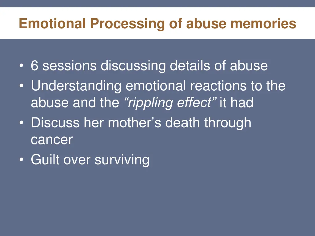 emotional processing of abuse memories