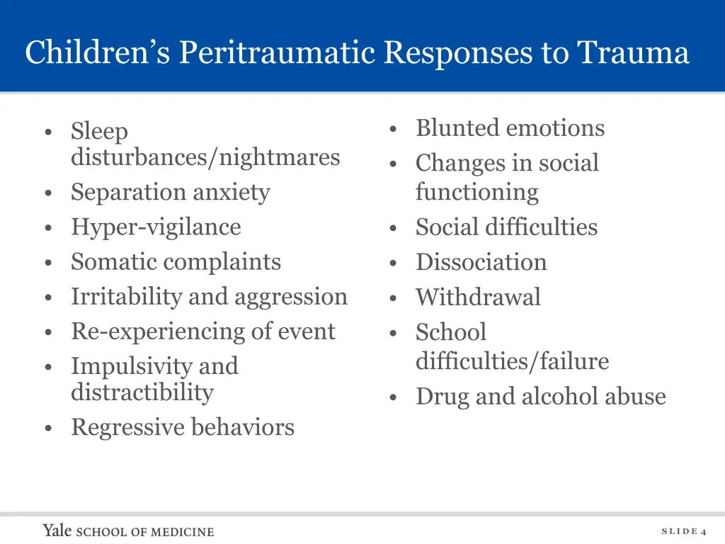 children s peritraumatic responses to trauma