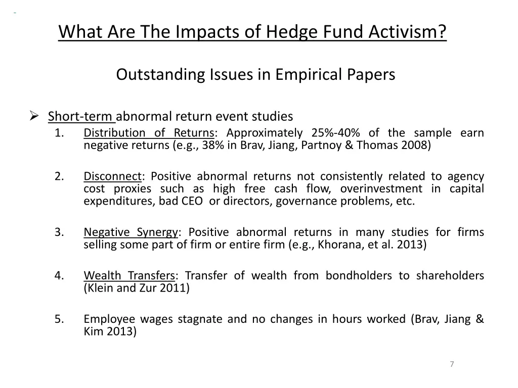 what are the impacts of hedge fund activism