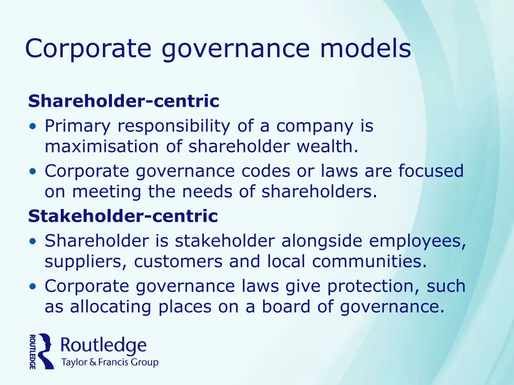 corporate governance models
