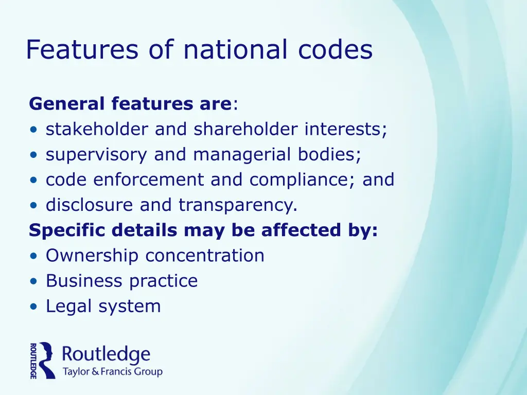 features of national codes