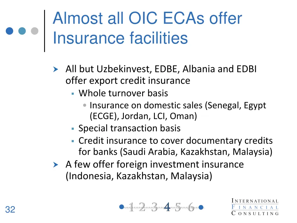 almost all oic ecas offer insurance facilities