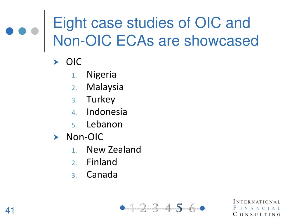 eight case studies of oic and non oic ecas