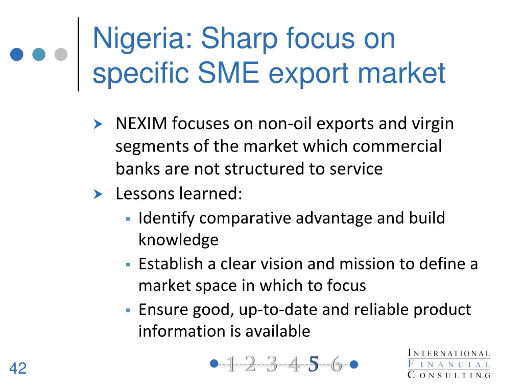 nigeria sharp focus on specific sme export market
