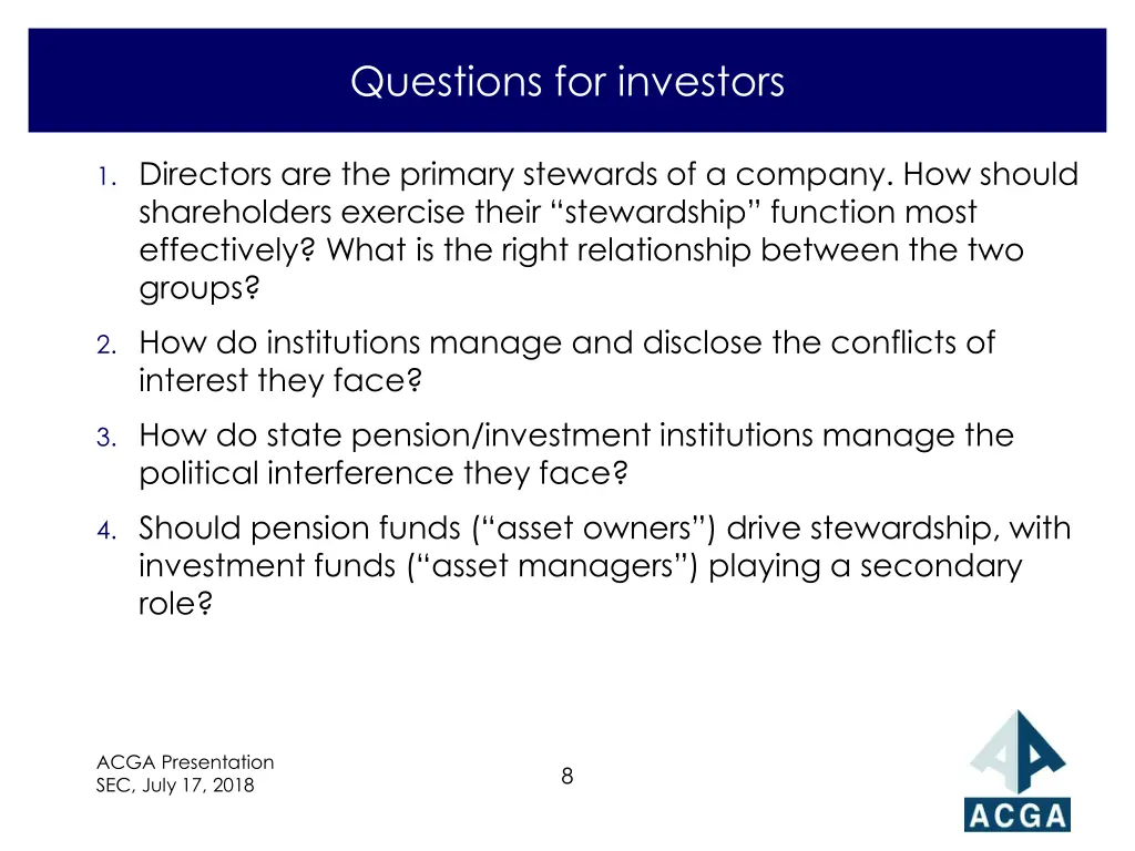 questions for investors