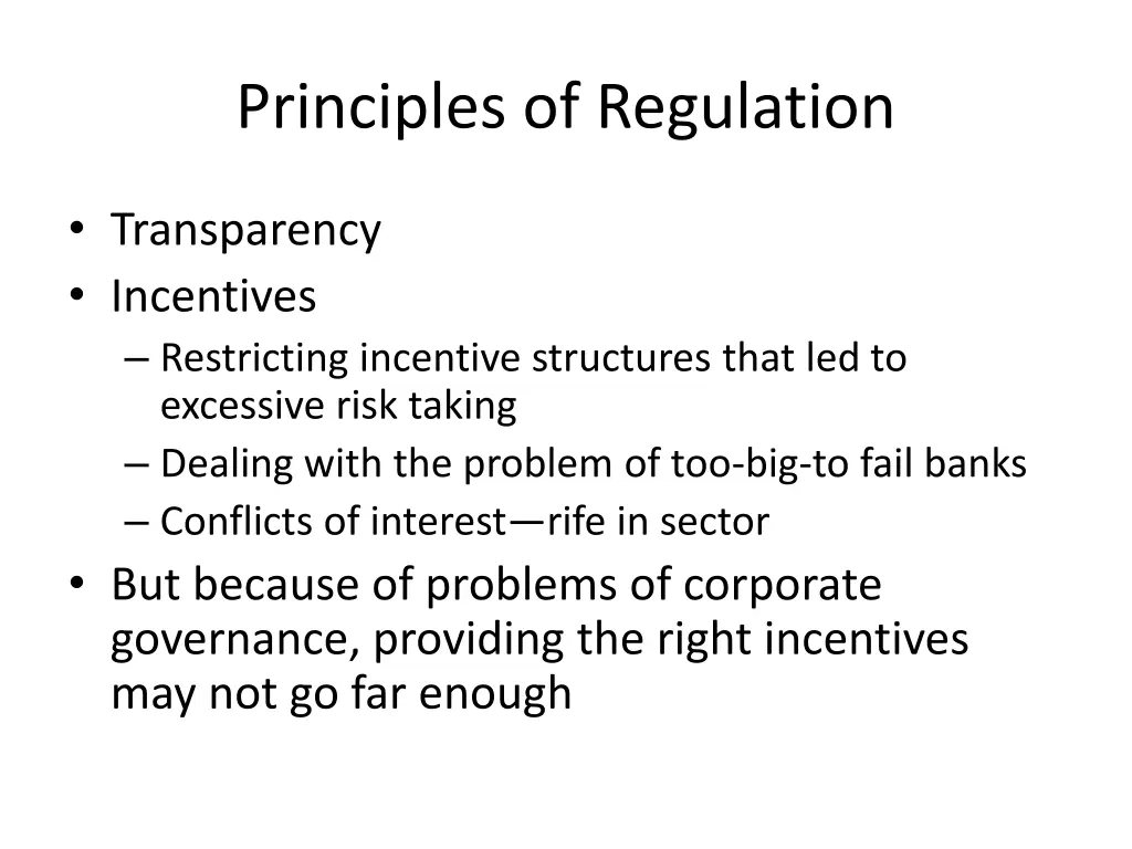 principles of regulation