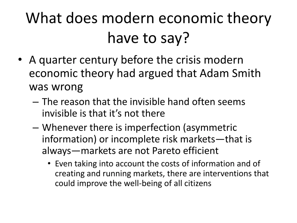 what does modern economic theory have