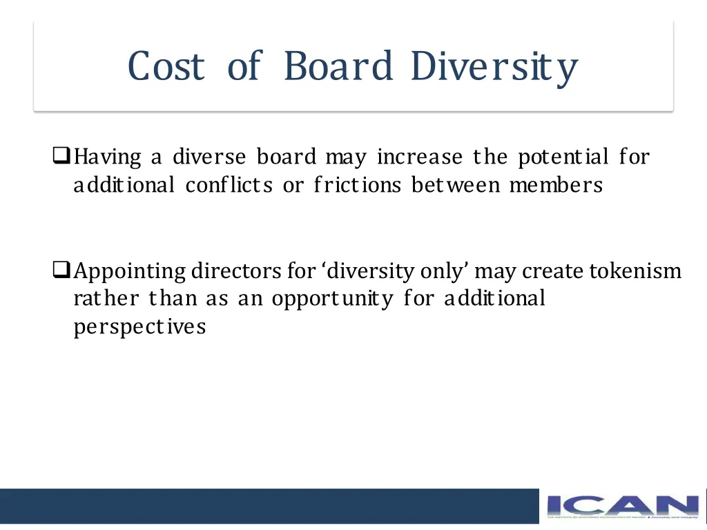 cost of board diversity