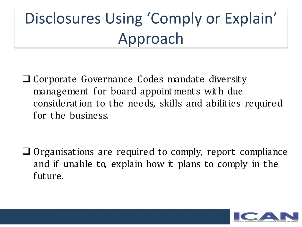 disclosures using comply or explain approach