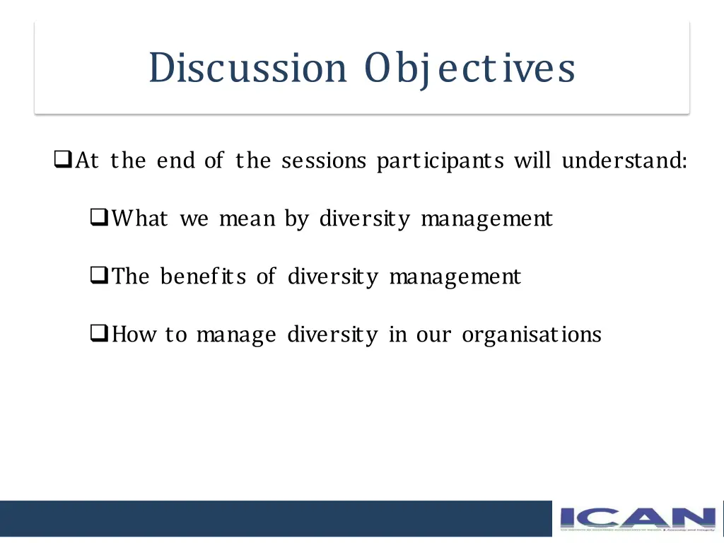 discussion objectives