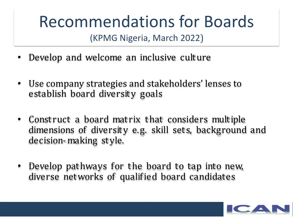 recommendations for boards kpmg nigeria march 2022