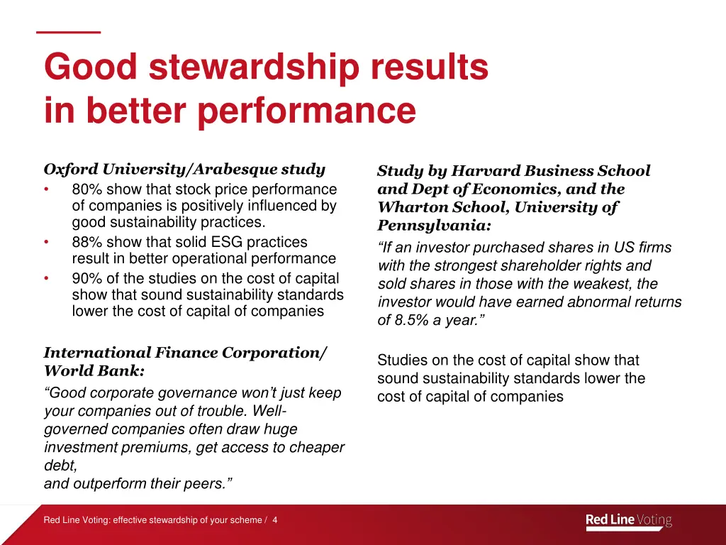 good stewardship results in better performance