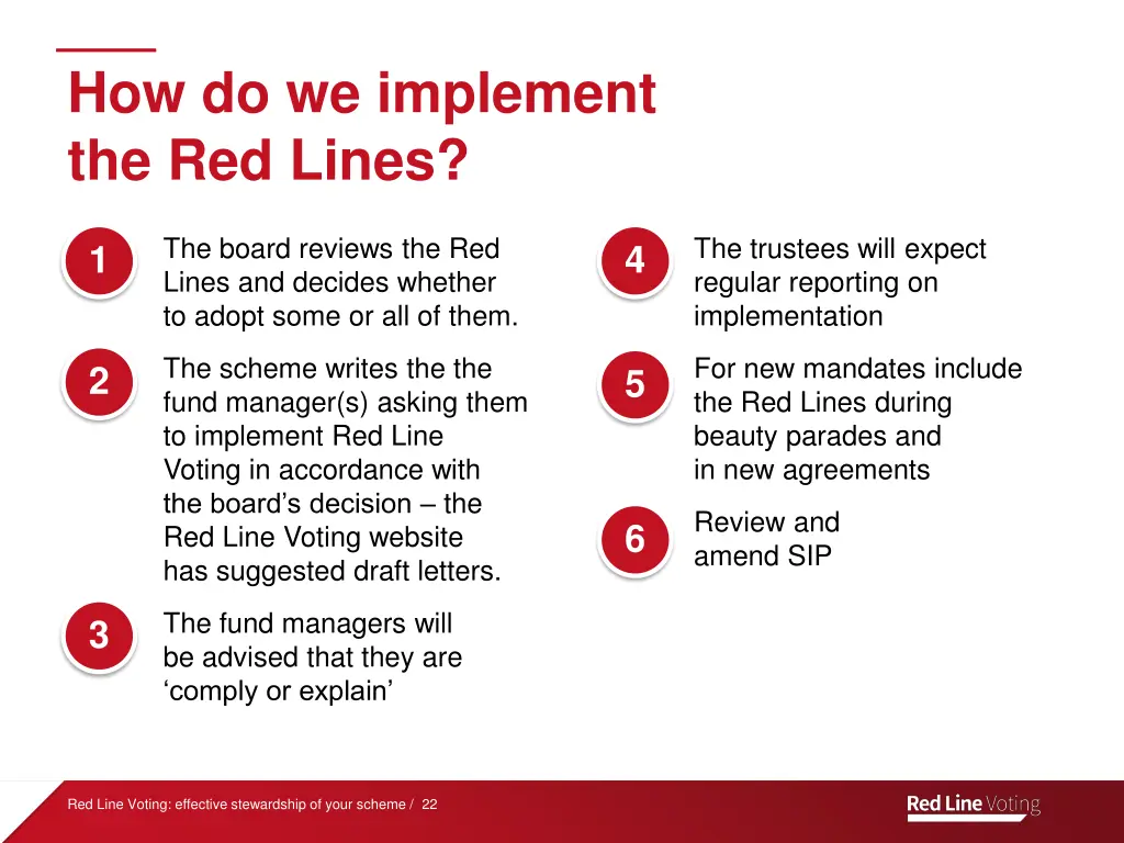 how do we implement the red lines