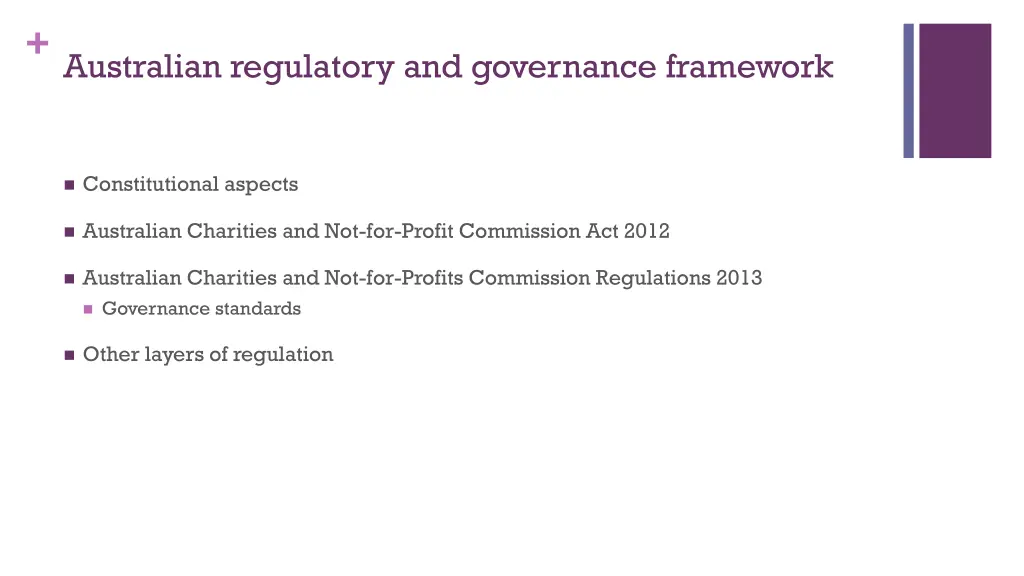 australian regulatory and governance framework