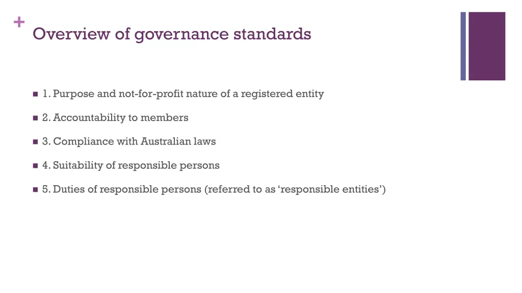 overview of governance standards