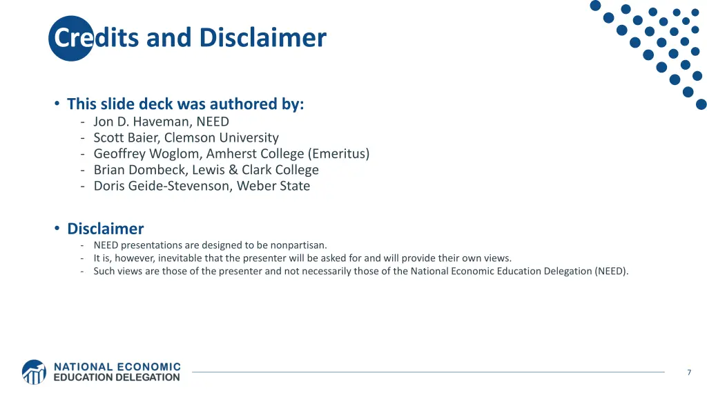 credits and disclaimer