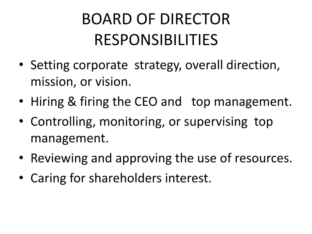 board of director responsibilities