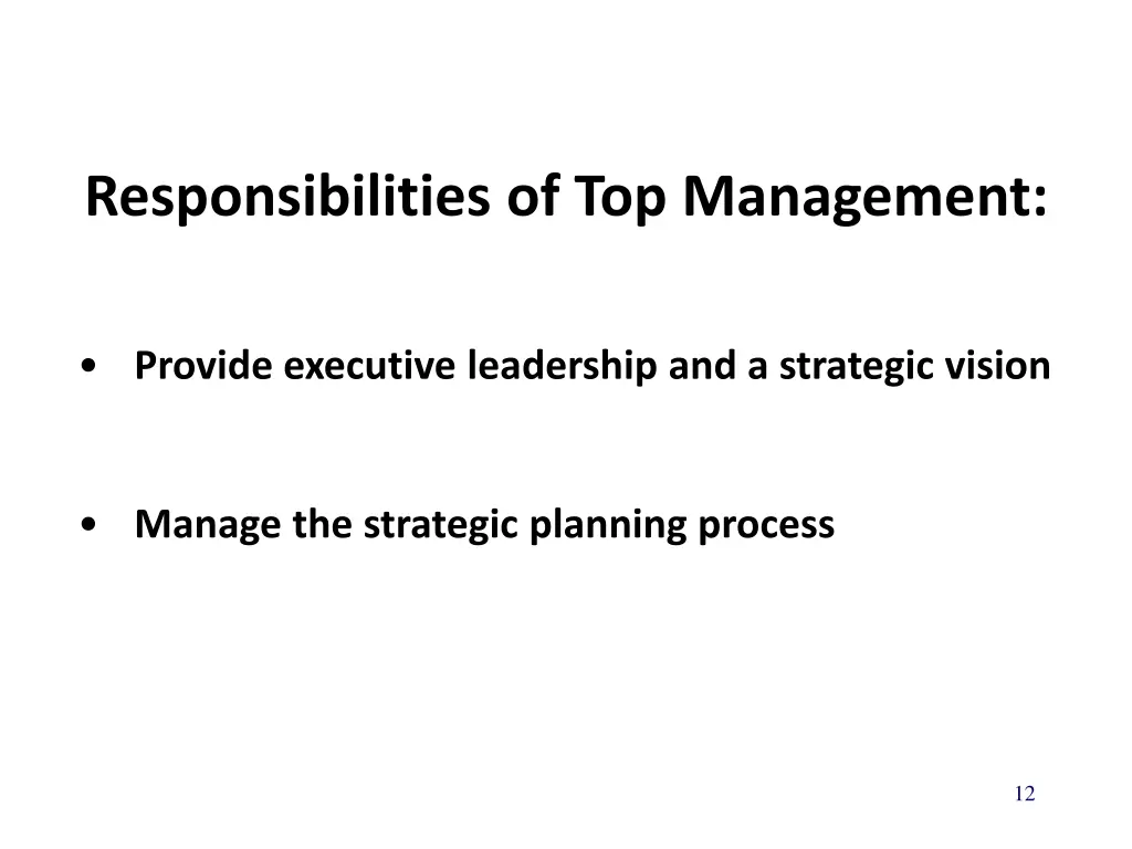 responsibilities of top management
