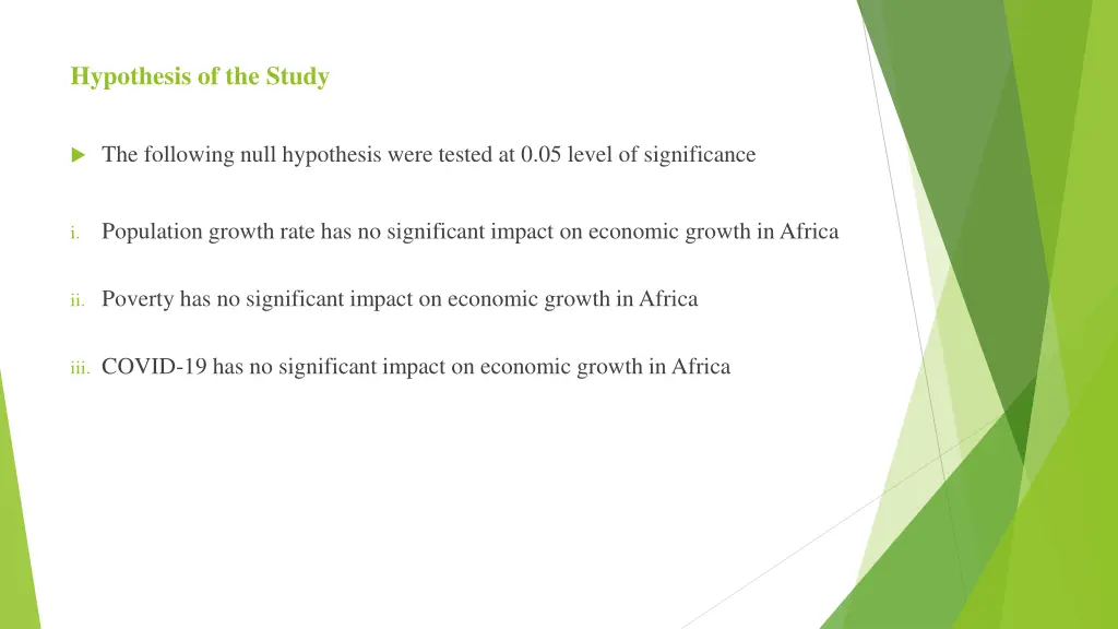 hypothesis of the study
